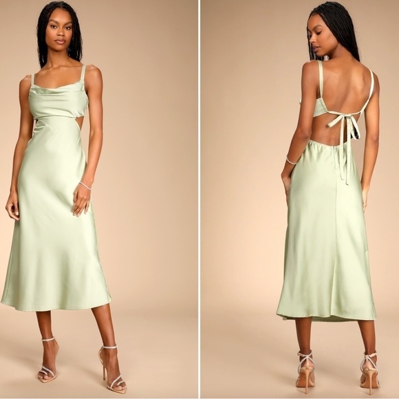Lulus Dresses & Skirts - LULU's Prom Wedding Bridesmaid Sexy Satin Asymmetrical Elegant Midi Dress